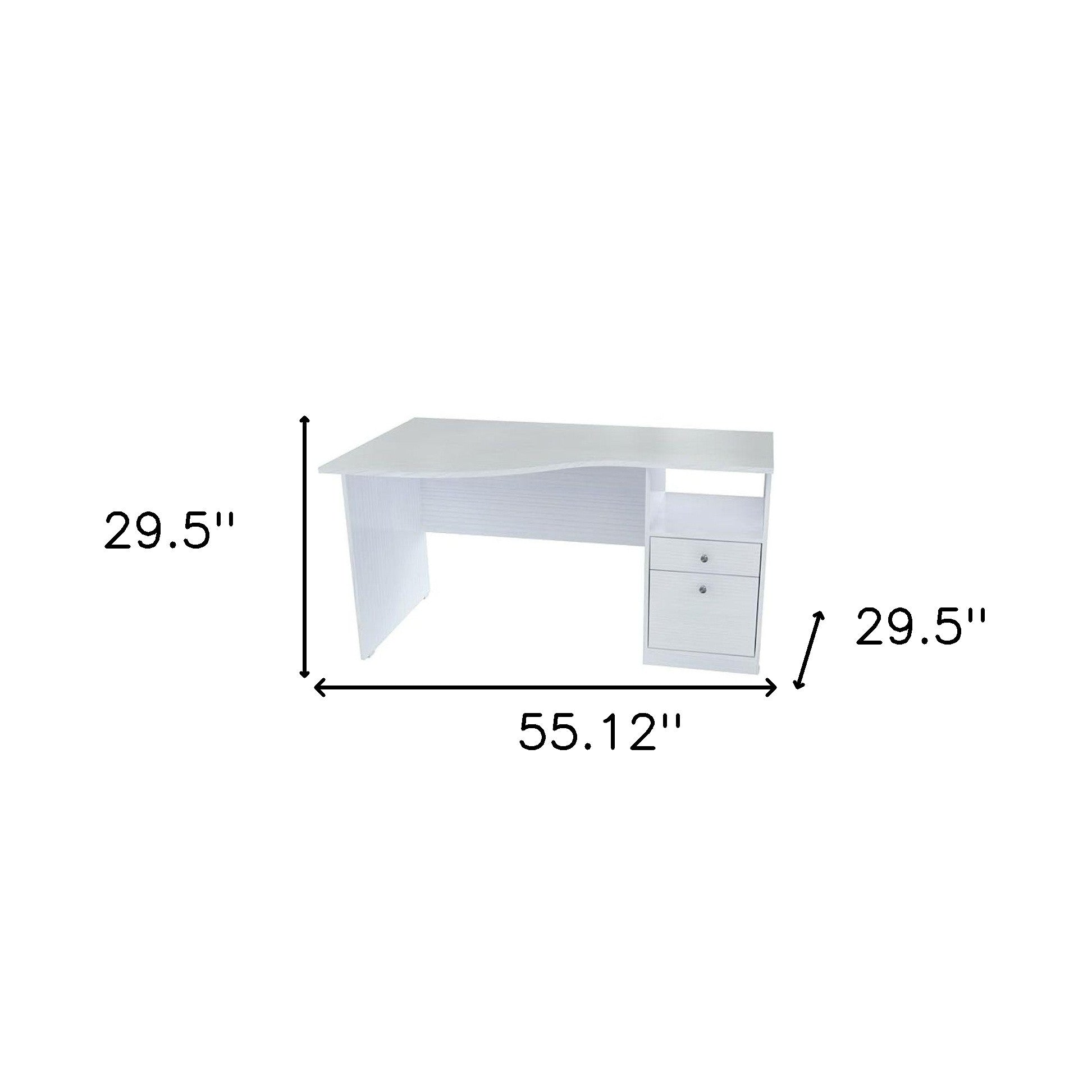 55" White Computer Desk With Two Drawers-Desks-DECOROLALA