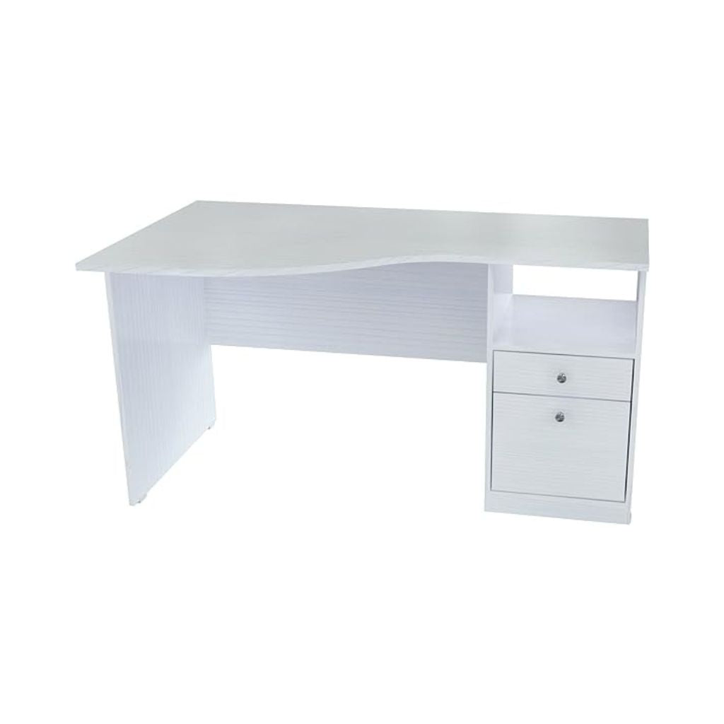 55" White Computer Desk With Two Drawers-Desks-DECOROLALA