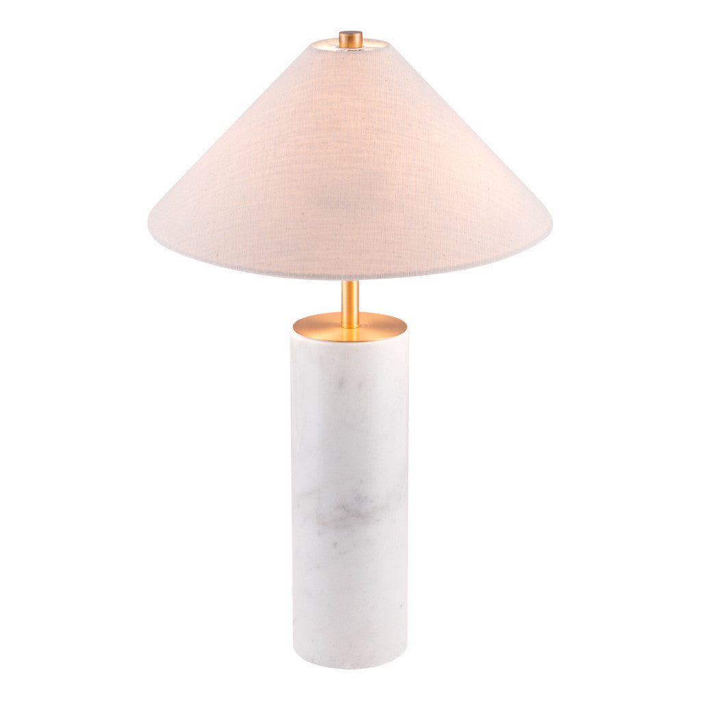 55" White Metal Bedside Table Lamp With Beige Empire Shade-Table Lamps-DECOROLALA