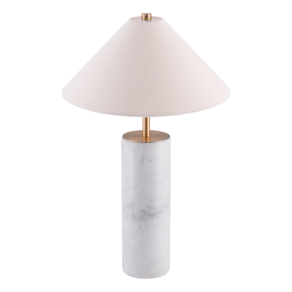 55" White Metal Bedside Table Lamp With Beige Empire Shade-Table Lamps-DECOROLALA