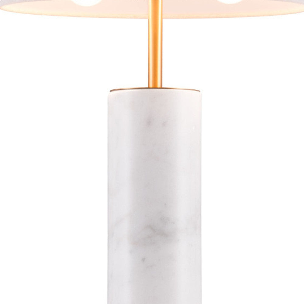 55" White Metal Bedside Table Lamp With Beige Empire Shade-Table Lamps-DECOROLALA