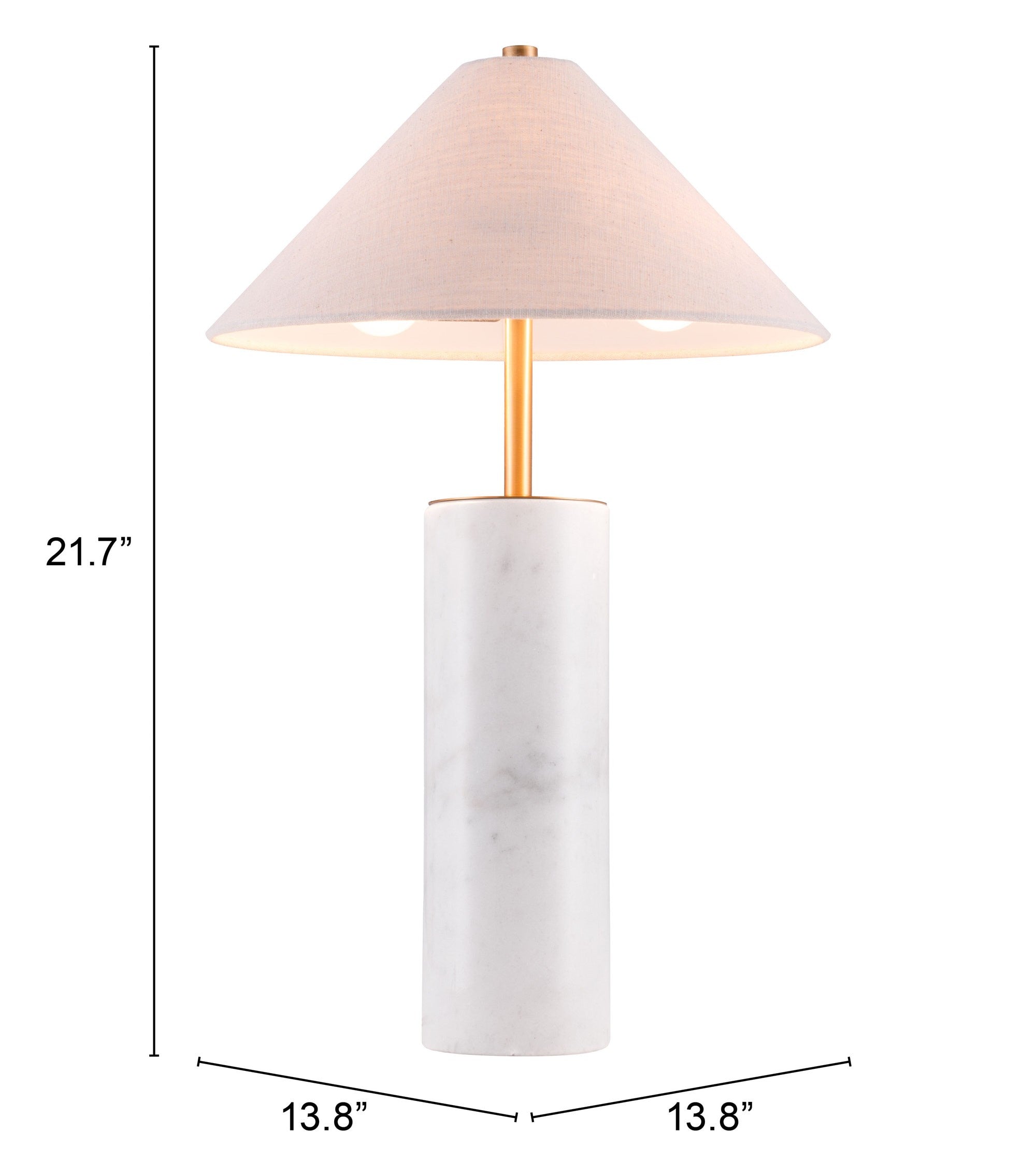 55" White Metal Bedside Table Lamp With Beige Empire Shade-Table Lamps-DECOROLALA