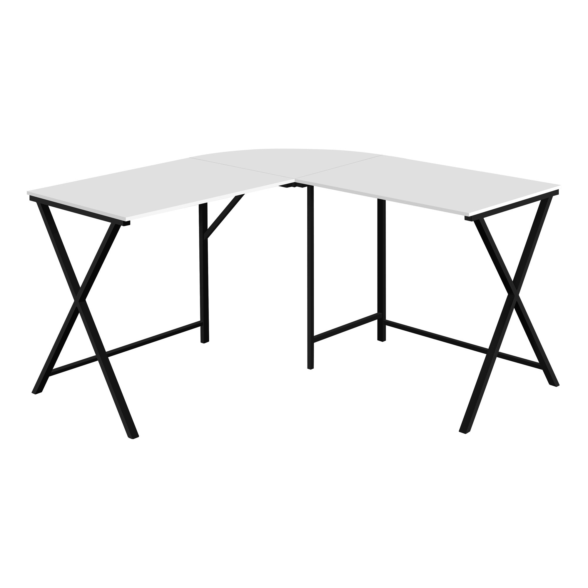 55" White and Black L Shape Computer Desk-Desks-DECOROLALA