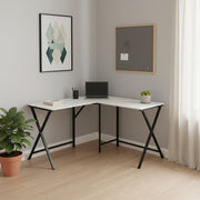 55" White and Black L Shape Computer Desk-Desks-DECOROLALA