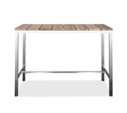 55" Wood Brown And Silver Solid Wood And Stainless Steel Dining Table-Dining Tables-DECOROLALA