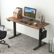 55 x 24 Inches Sit Stand Home Office Desk with 3 Memory Height Settings-Rustic Brown-Standing Desks-DECOROLALA