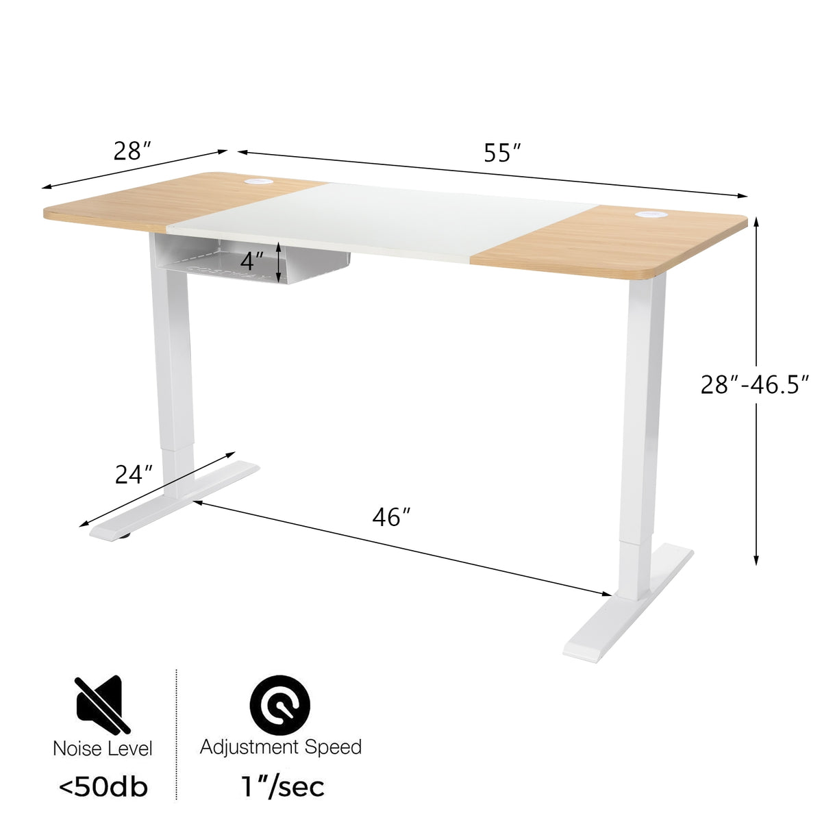 55 x 28 Inch Electric Adjustable Sit to Stand Desk with USB Port-Natural-Standing Desks-DECOROLALA