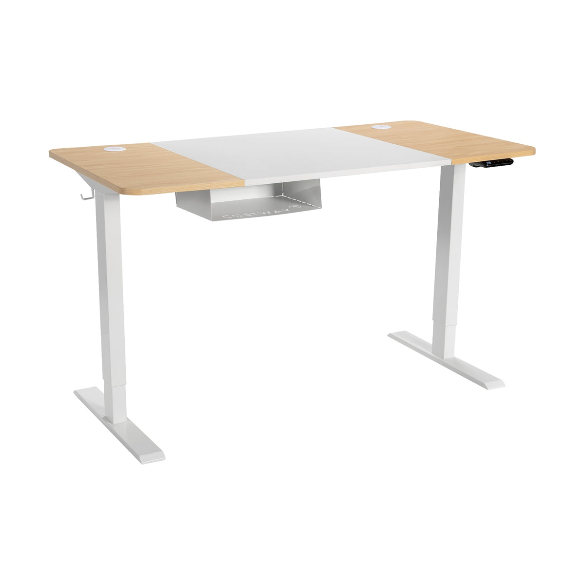 55 x 28 Inch Electric Adjustable Sit to Stand Desk with USB Port-Natural-Standing Desks-DECOROLALA