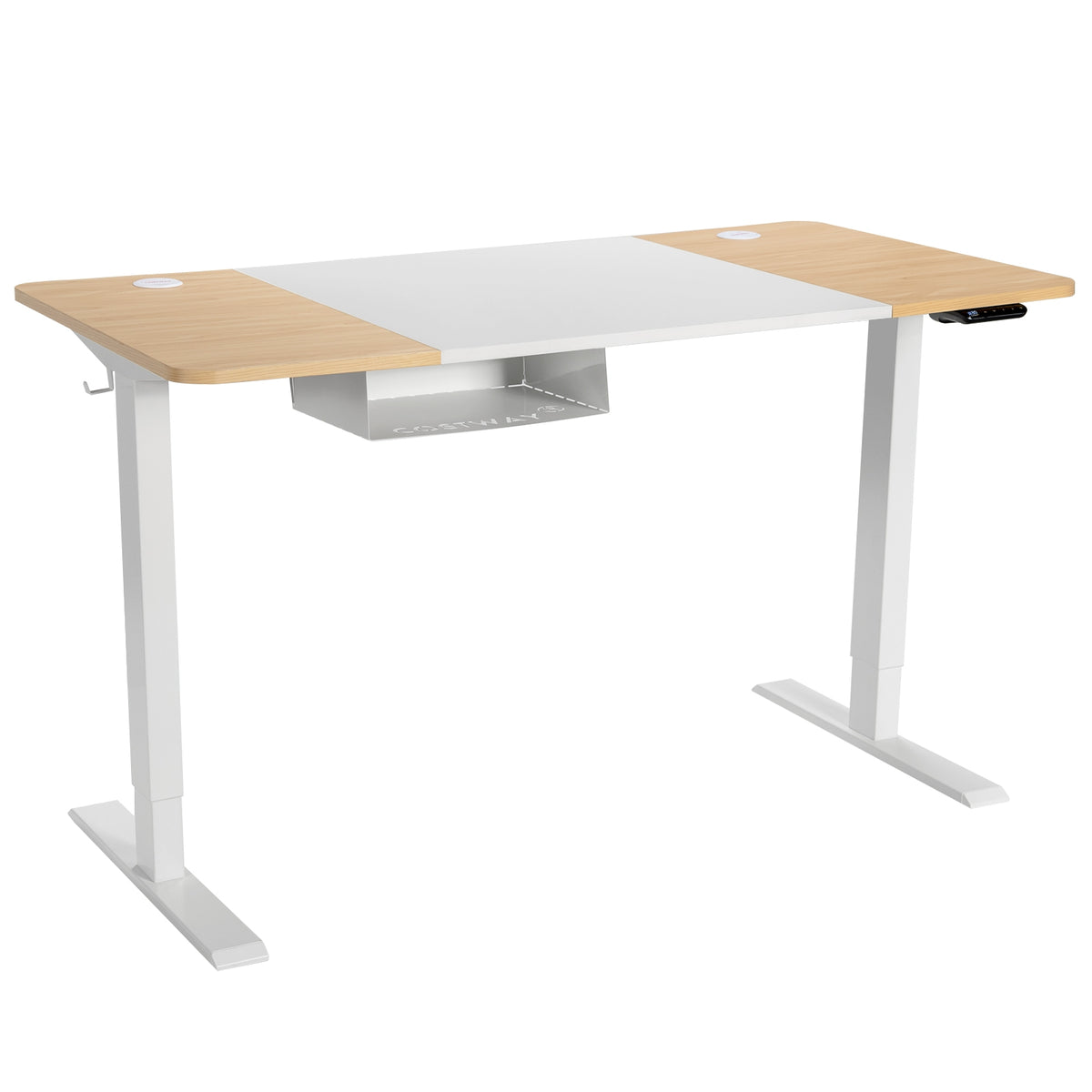 55 x 28 Inch Electric Adjustable Sit to Stand Desk with USB Port-Natural-Standing Desks-DECOROLALA
