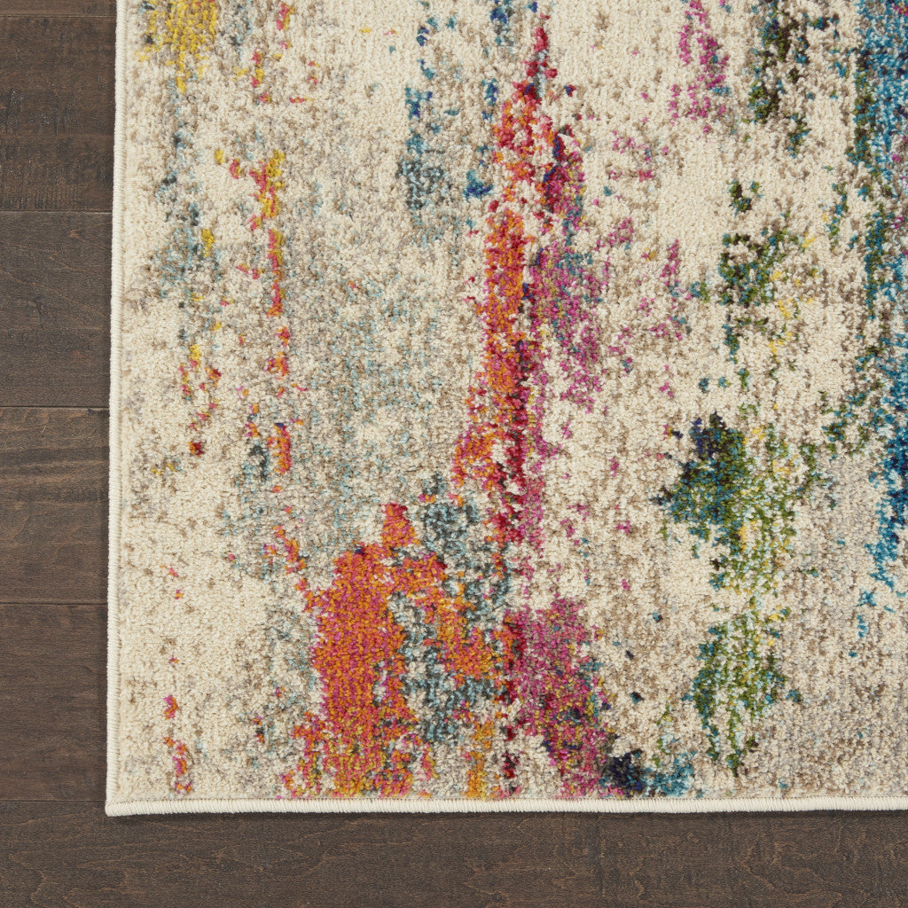 10' Ivory Abstract Runner Rug-5