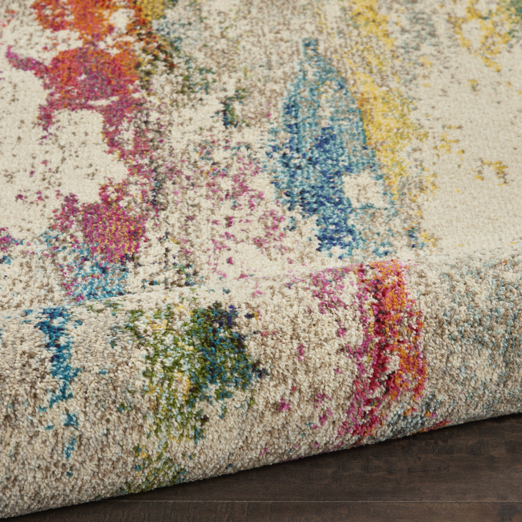 10' Ivory Abstract Runner Rug-7