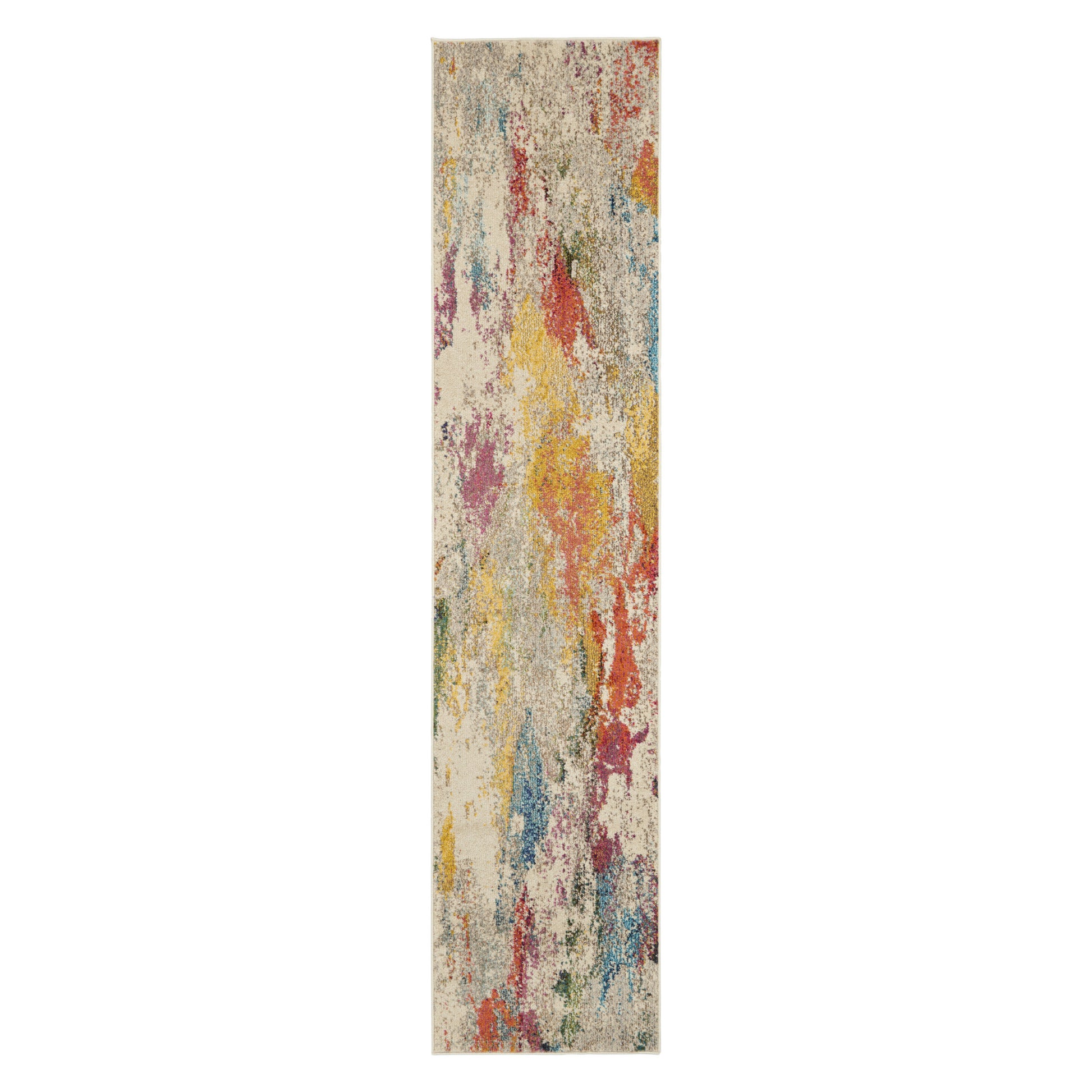 10' Ivory Abstract Runner Rug-3