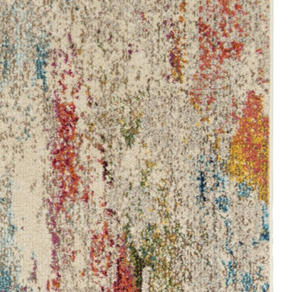 10' Ivory Abstract Runner Rug-0
