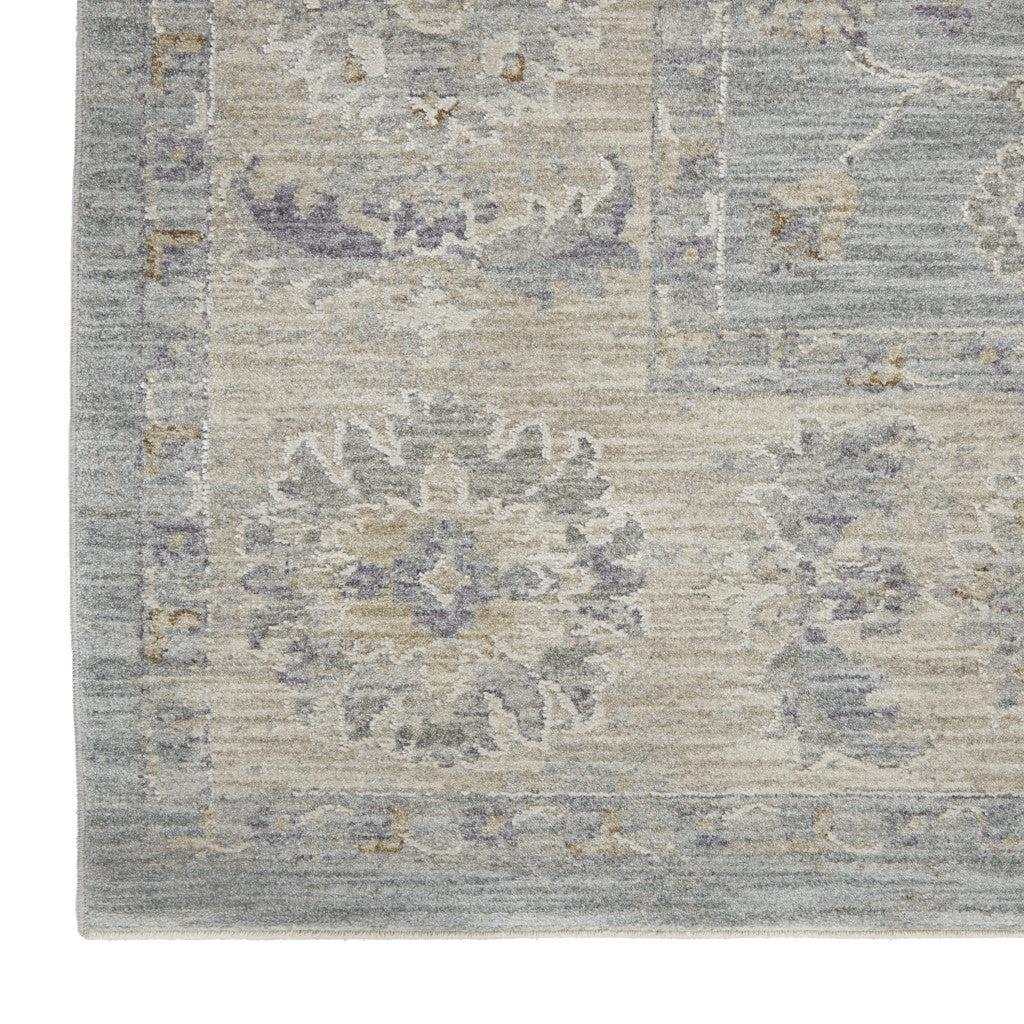 10' Blue Floral Runner Rug-6