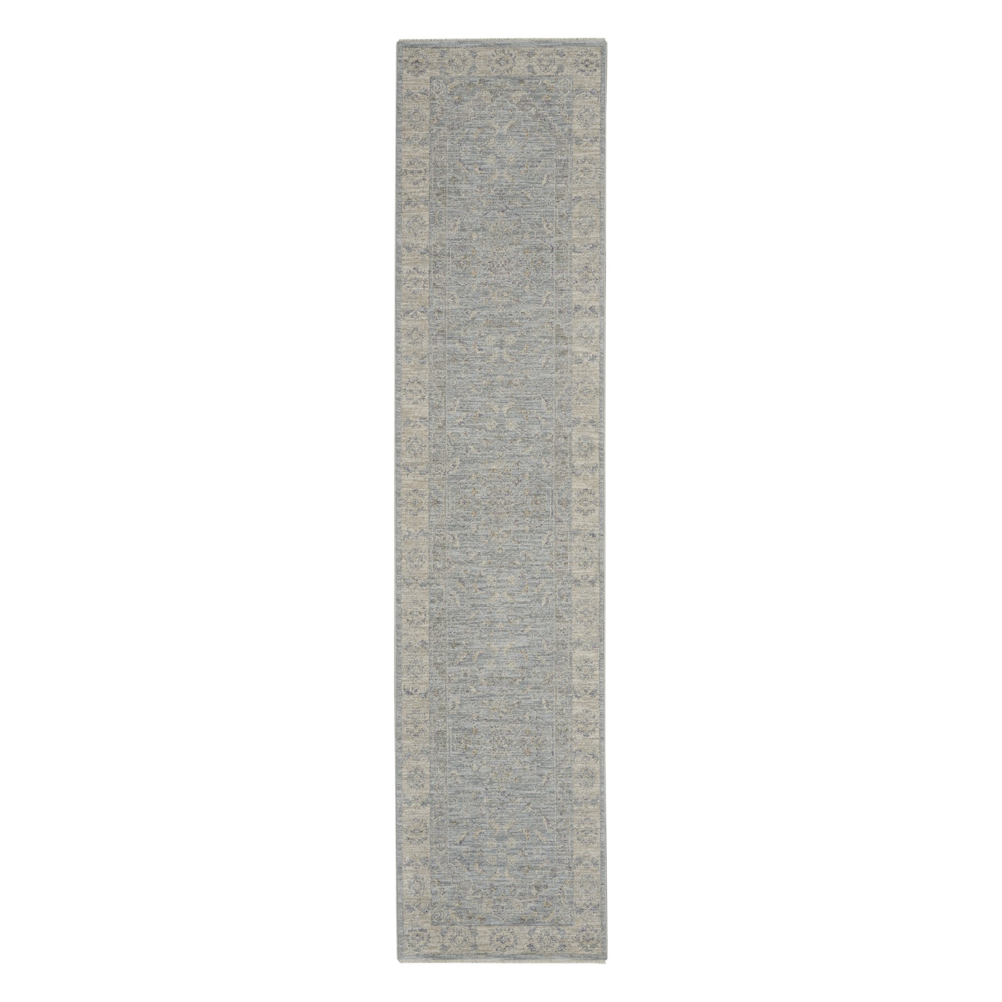 10' Blue Floral Runner Rug-0