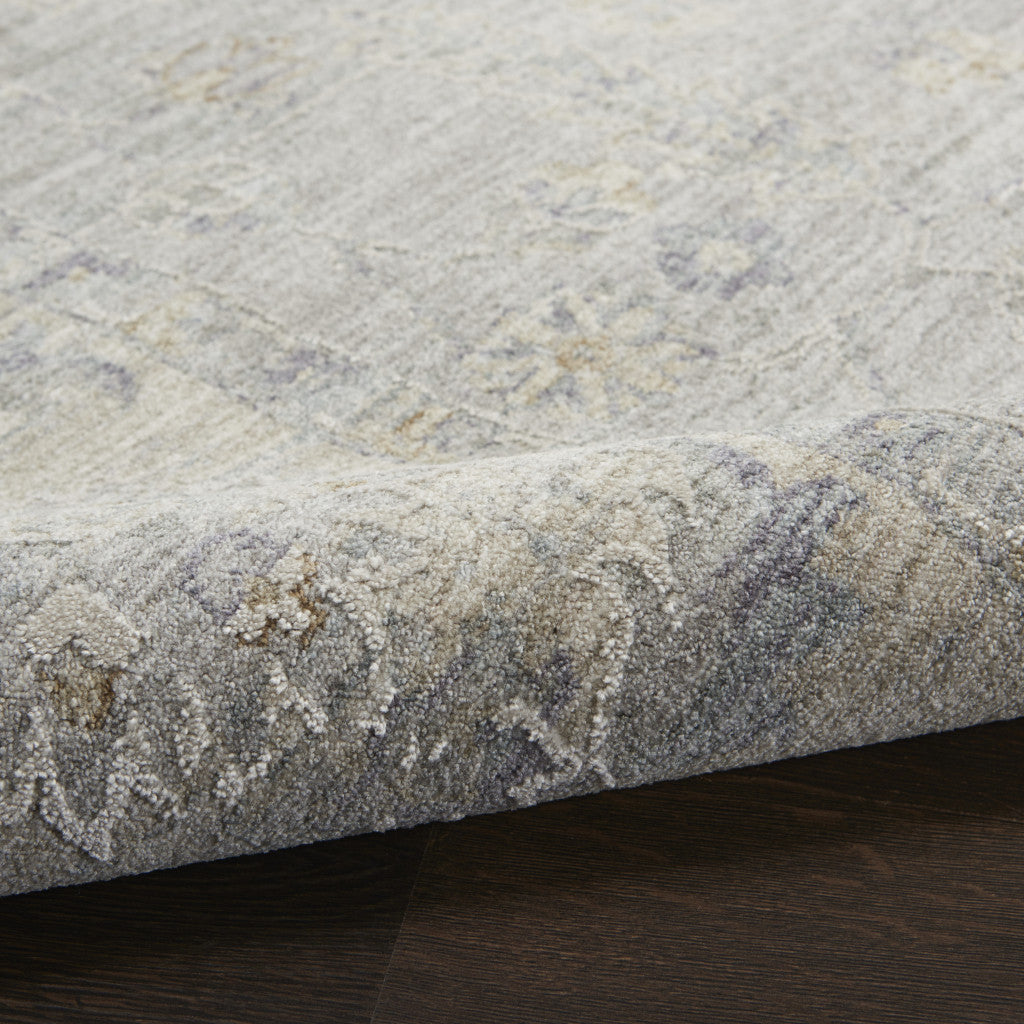 10' Gray Floral Runner Rug-5