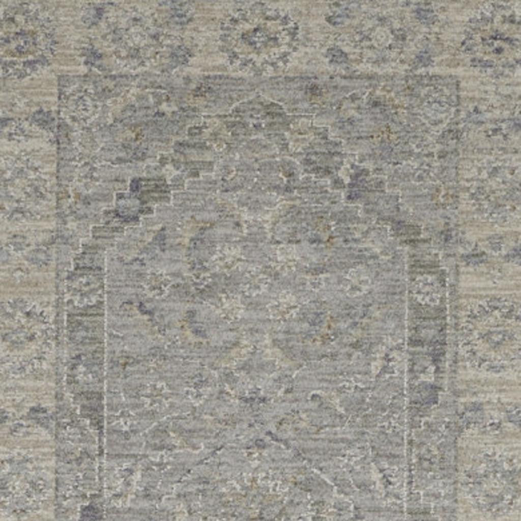 10' Gray Floral Runner Rug-0