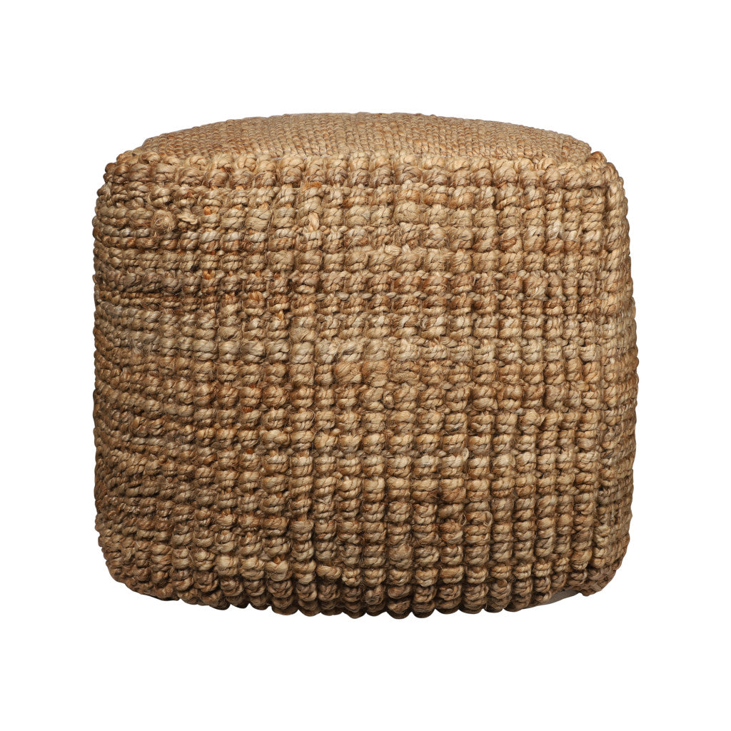 18" Natural Jute Blend Cube Pouf Ottoman-2