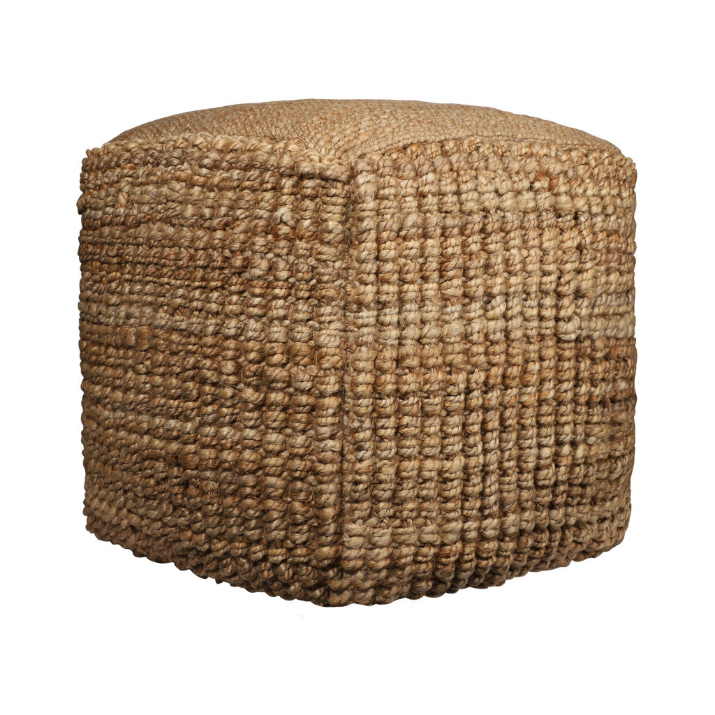 18" Natural Jute Blend Cube Pouf Ottoman-1