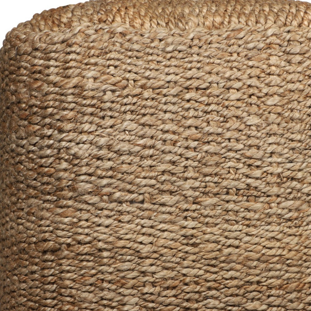 18" Natural Jute Woven Blend Cube Pouf Ottoman-Ottomans-DECOROLALA
