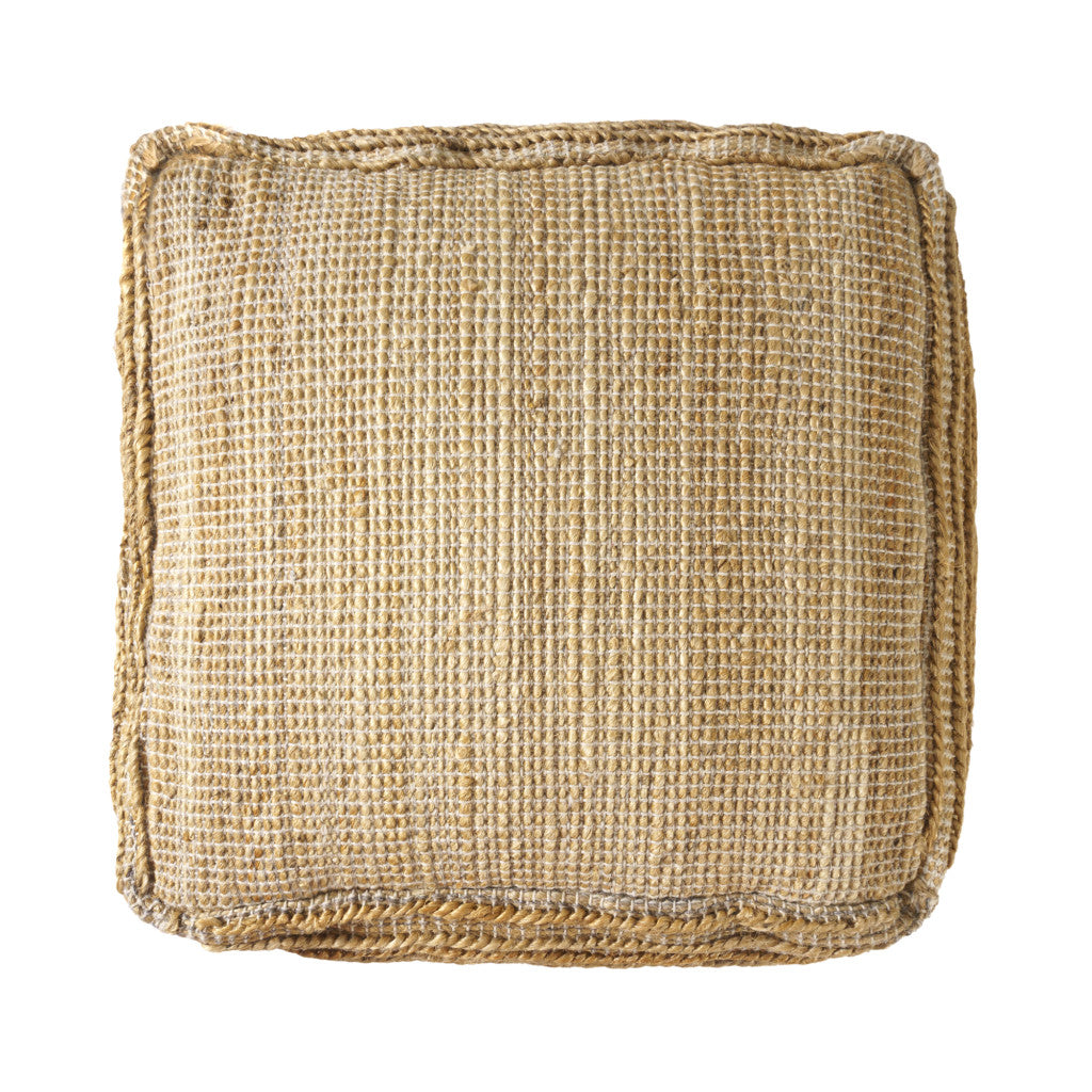 18" Natural Jute Blend Cube Striped Pouf Ottoman-Ottomans-DECOROLALA