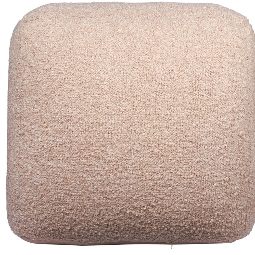 18" Taupe Polyester Cube Outdoor Pouf Ottoman-6
