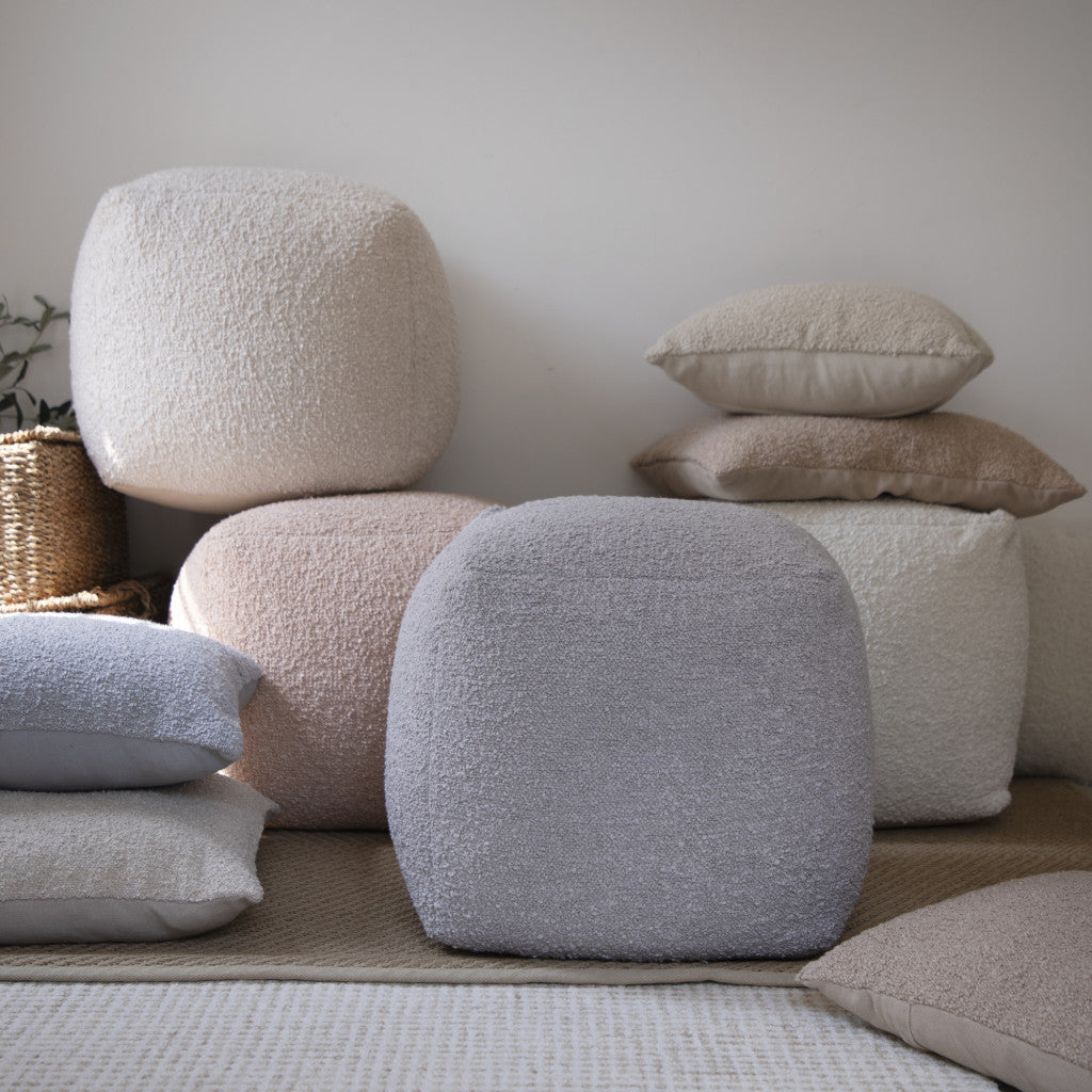 18" Gray Polyester Cube Outdoor Pouf Ottoman-8