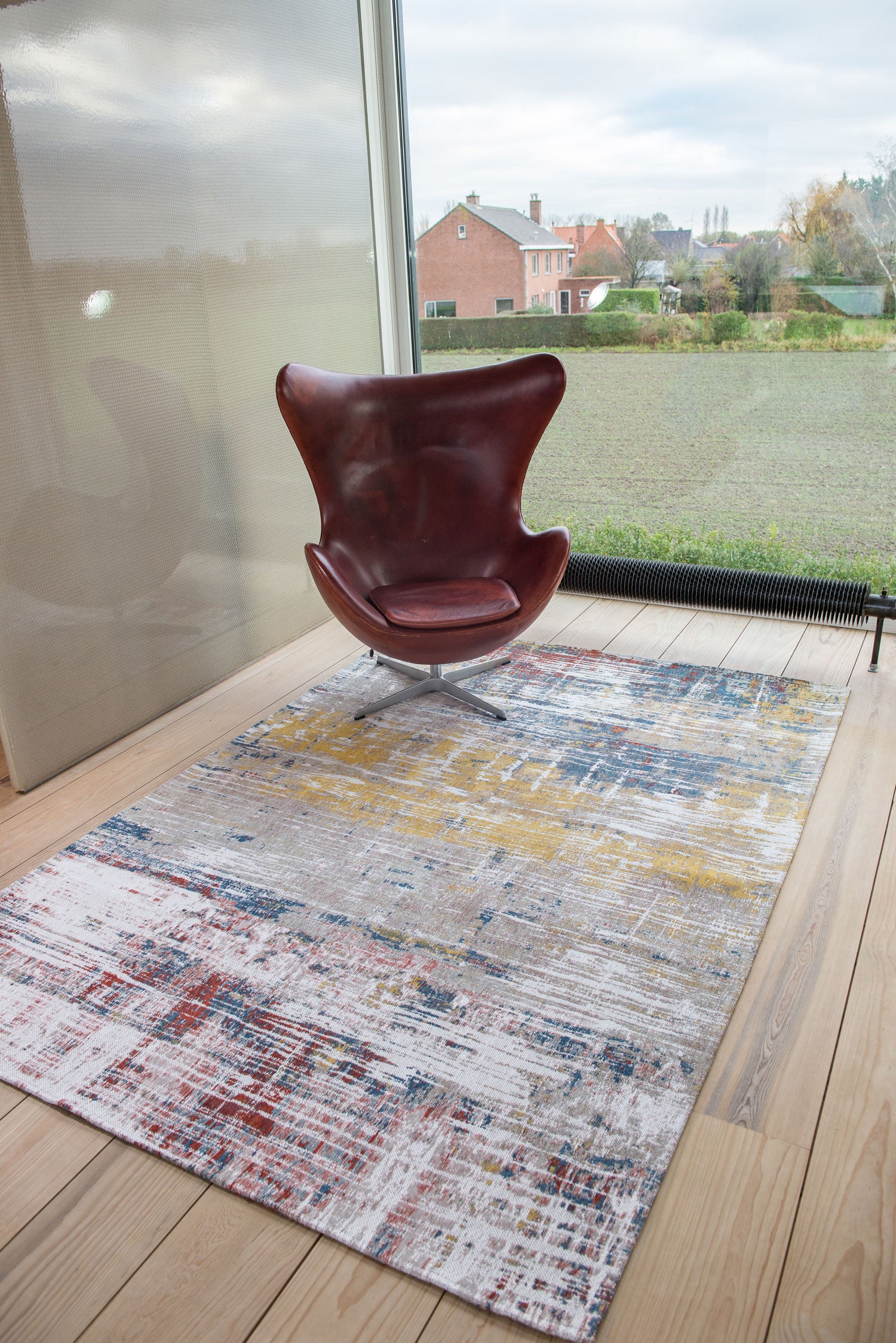 10' White Abstract Runner Rug-6