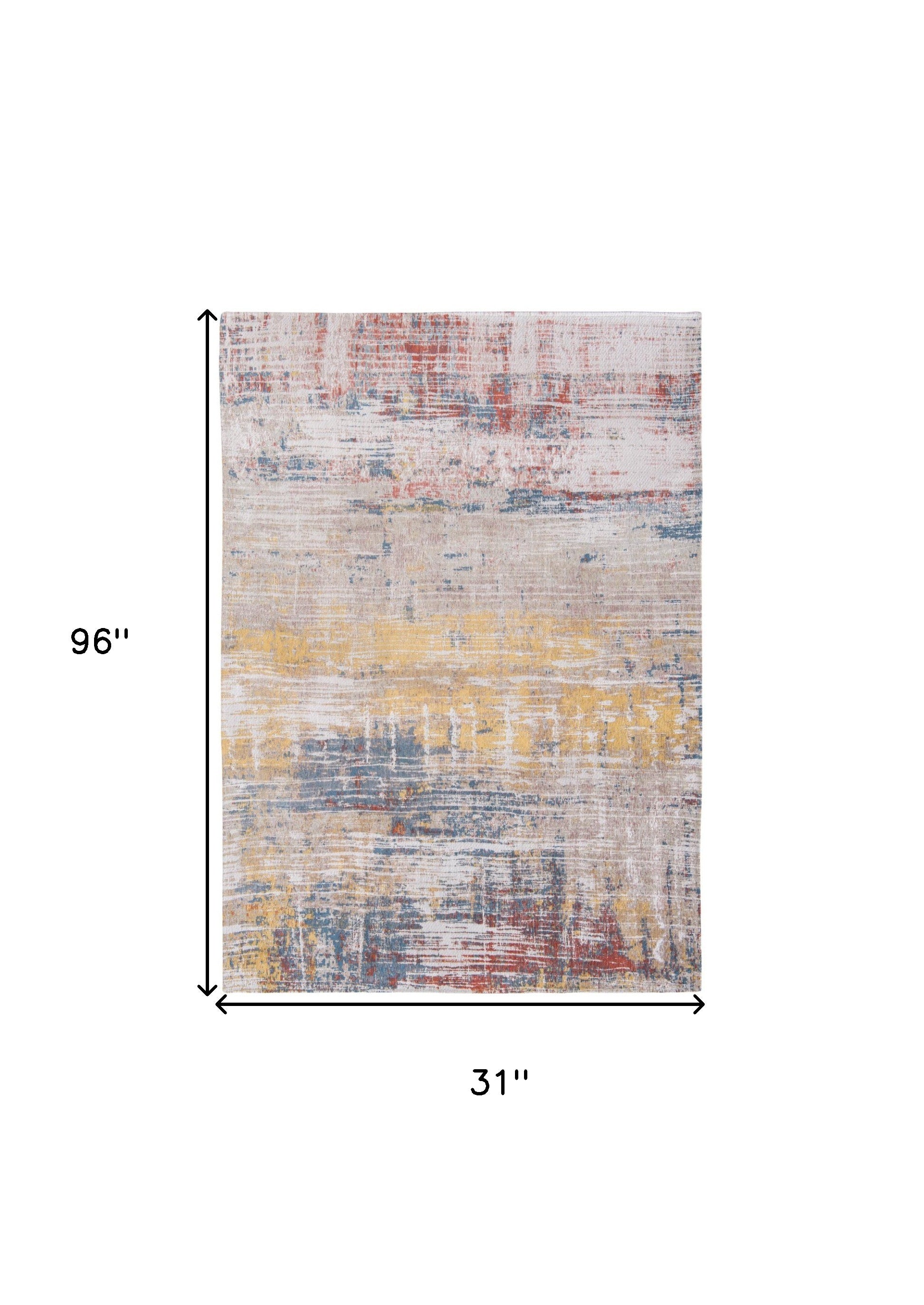 10' White Abstract Runner Rug-2