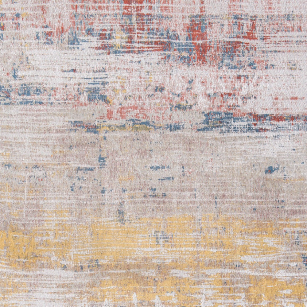 10' White Abstract Runner Rug-4