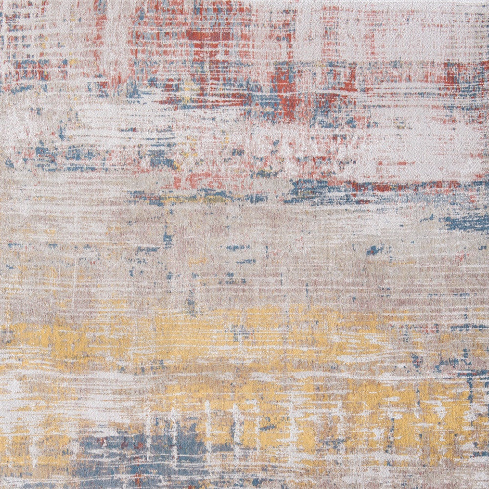 10' White Abstract Runner Rug-5