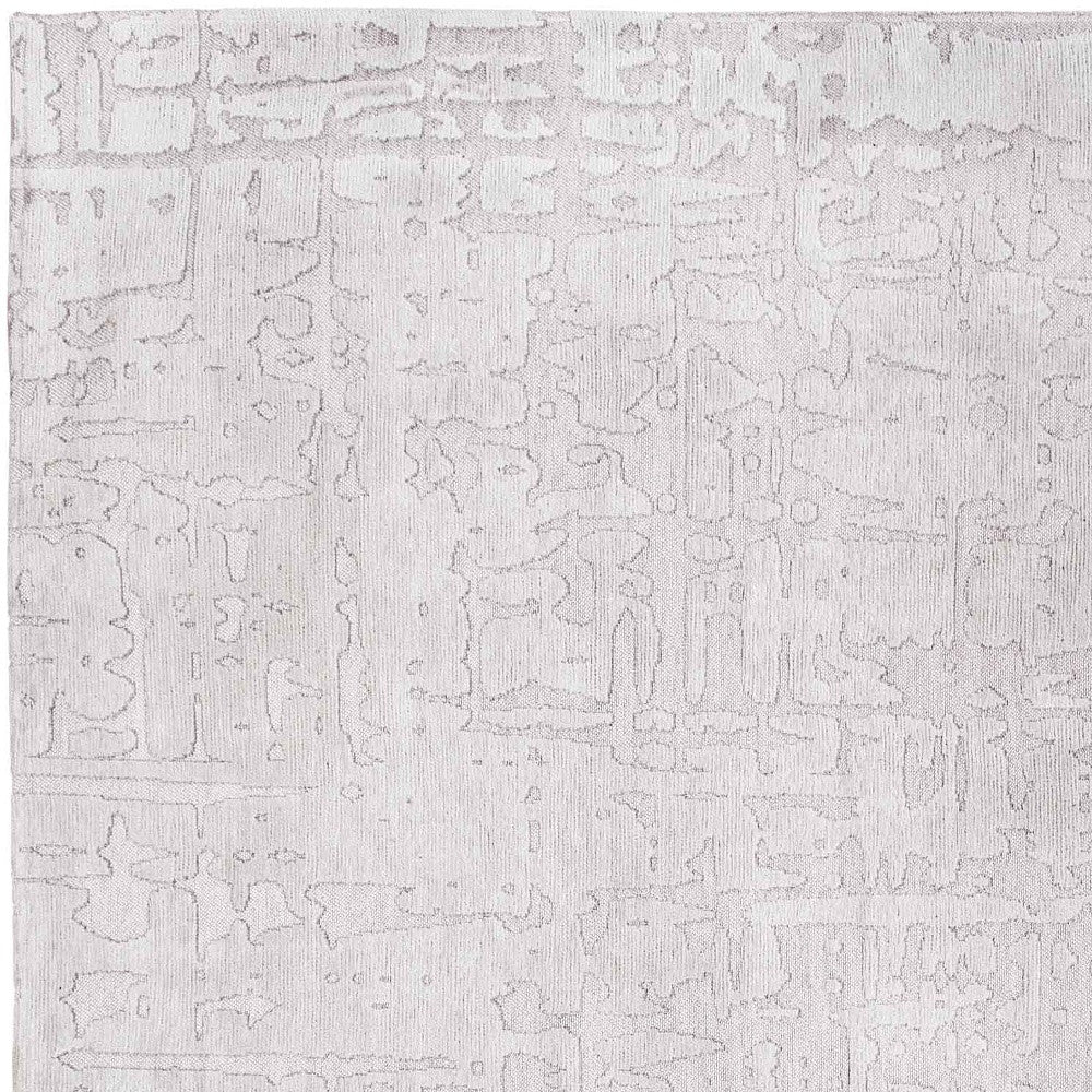 10' White Abstract Runner Rug-4