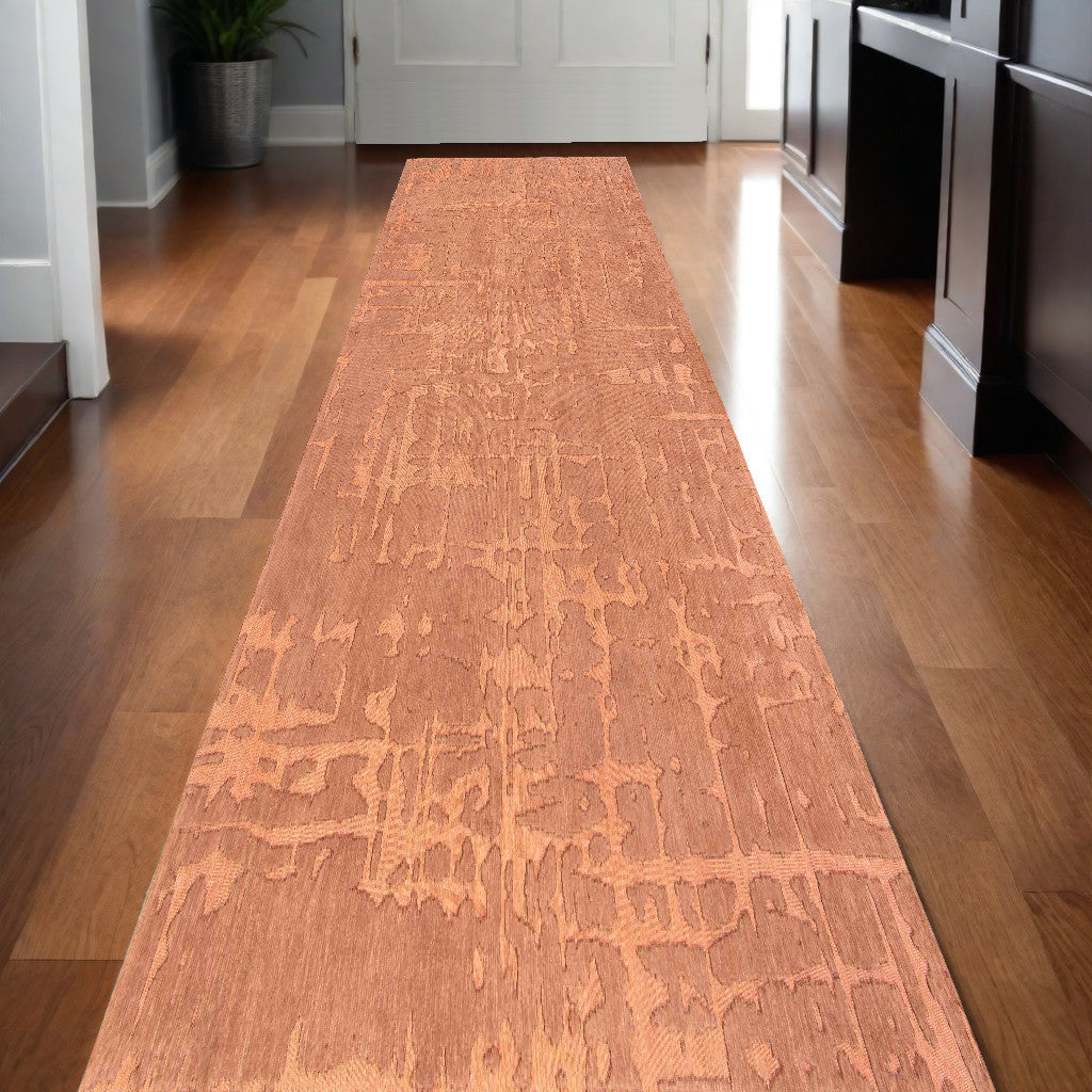 10' Orange Abstract Runner Rug-0