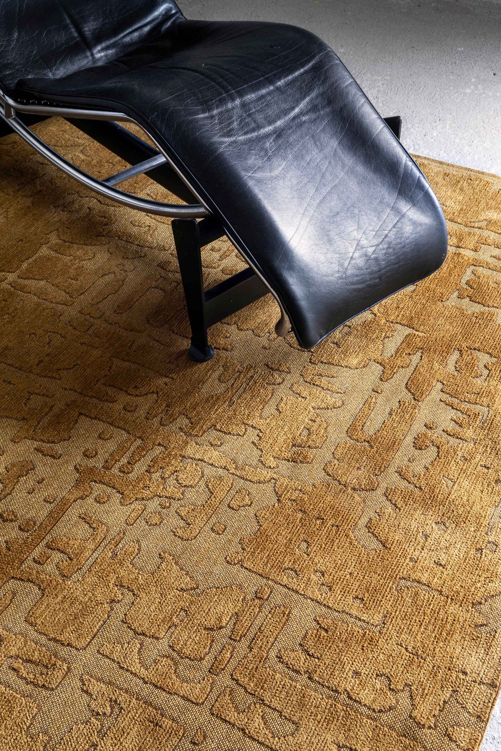 10' Yellow Abstract Runner Rug-6