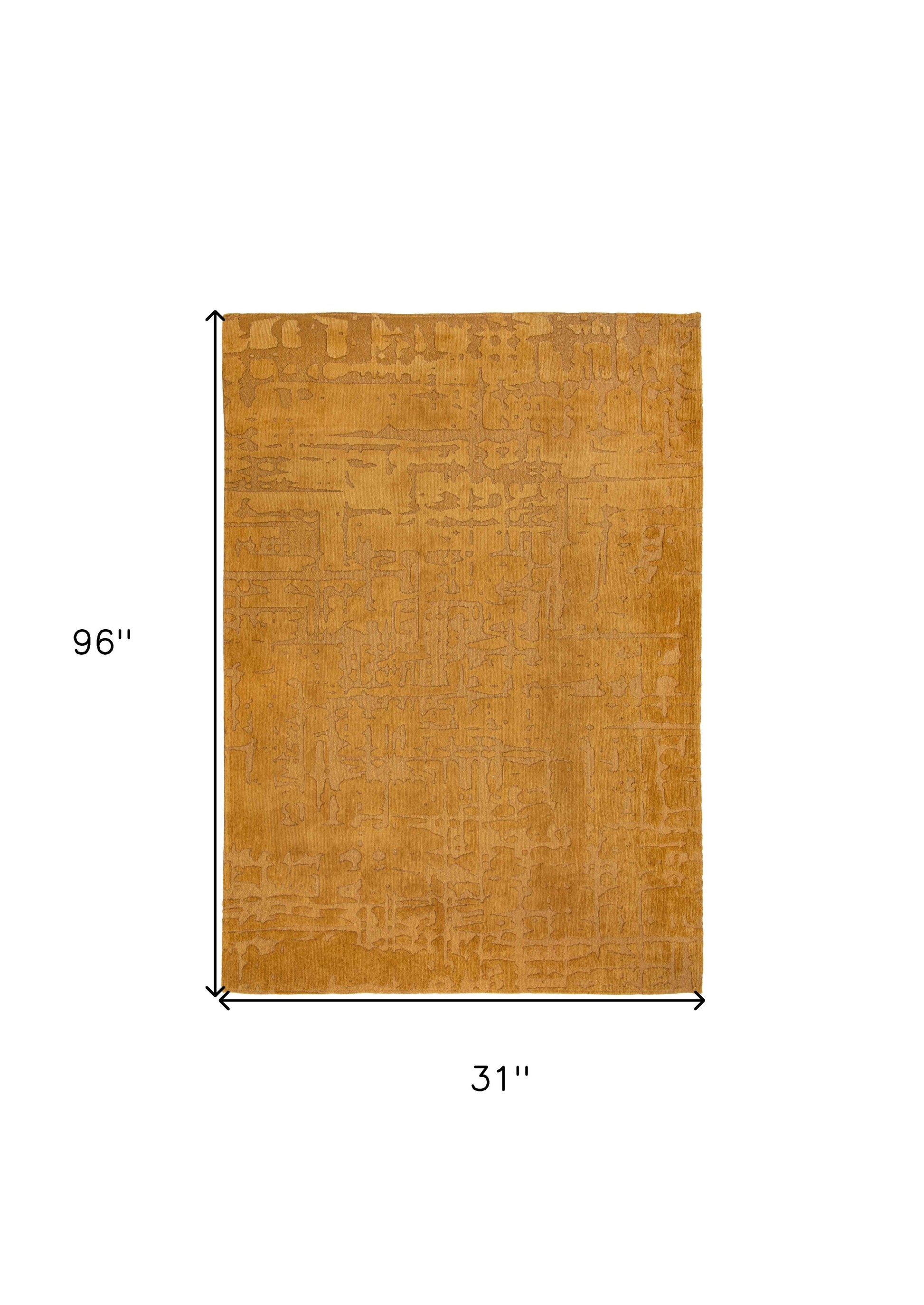 10' Yellow Abstract Runner Rug-2
