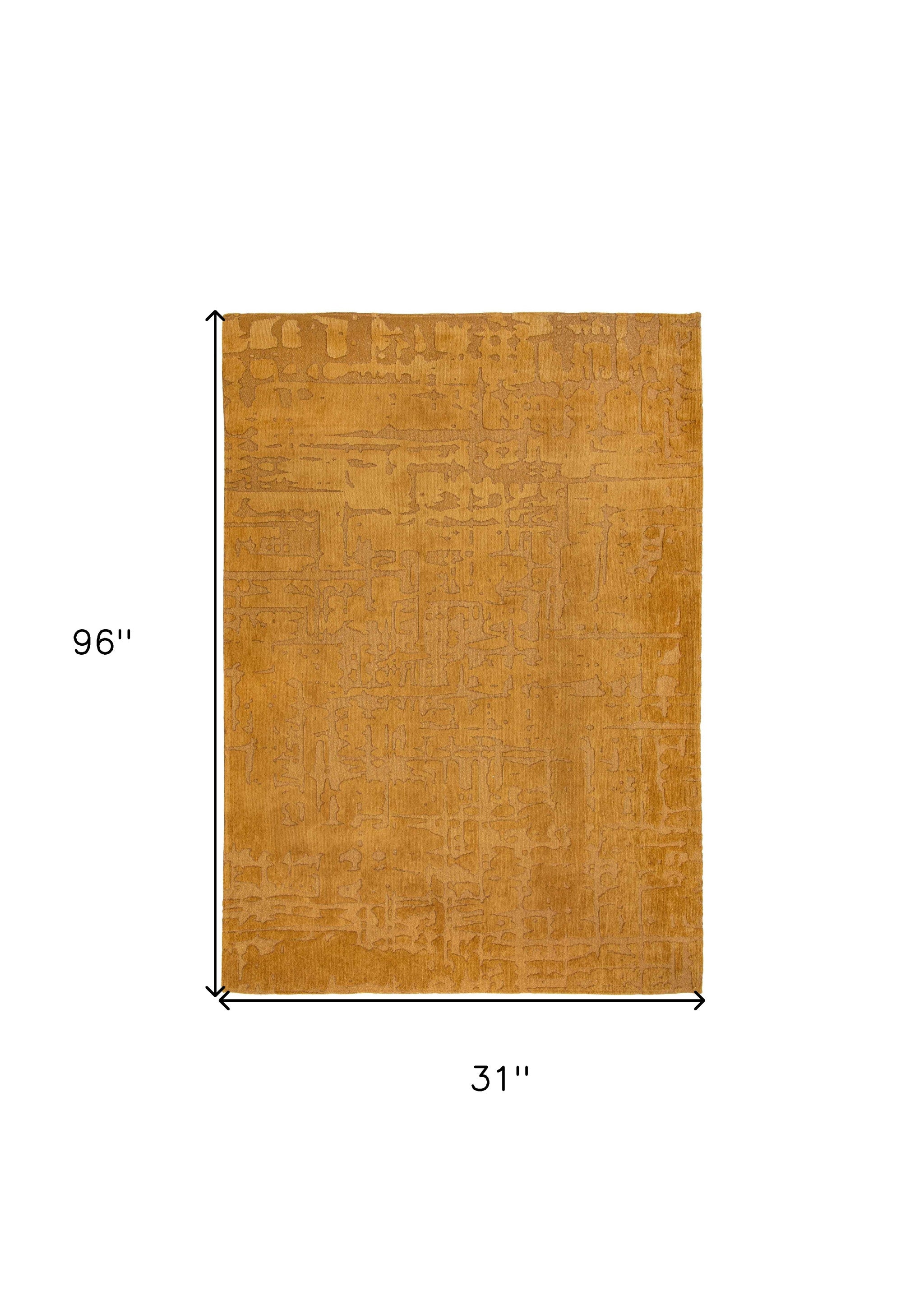 10' Yellow Abstract Runner Rug-2