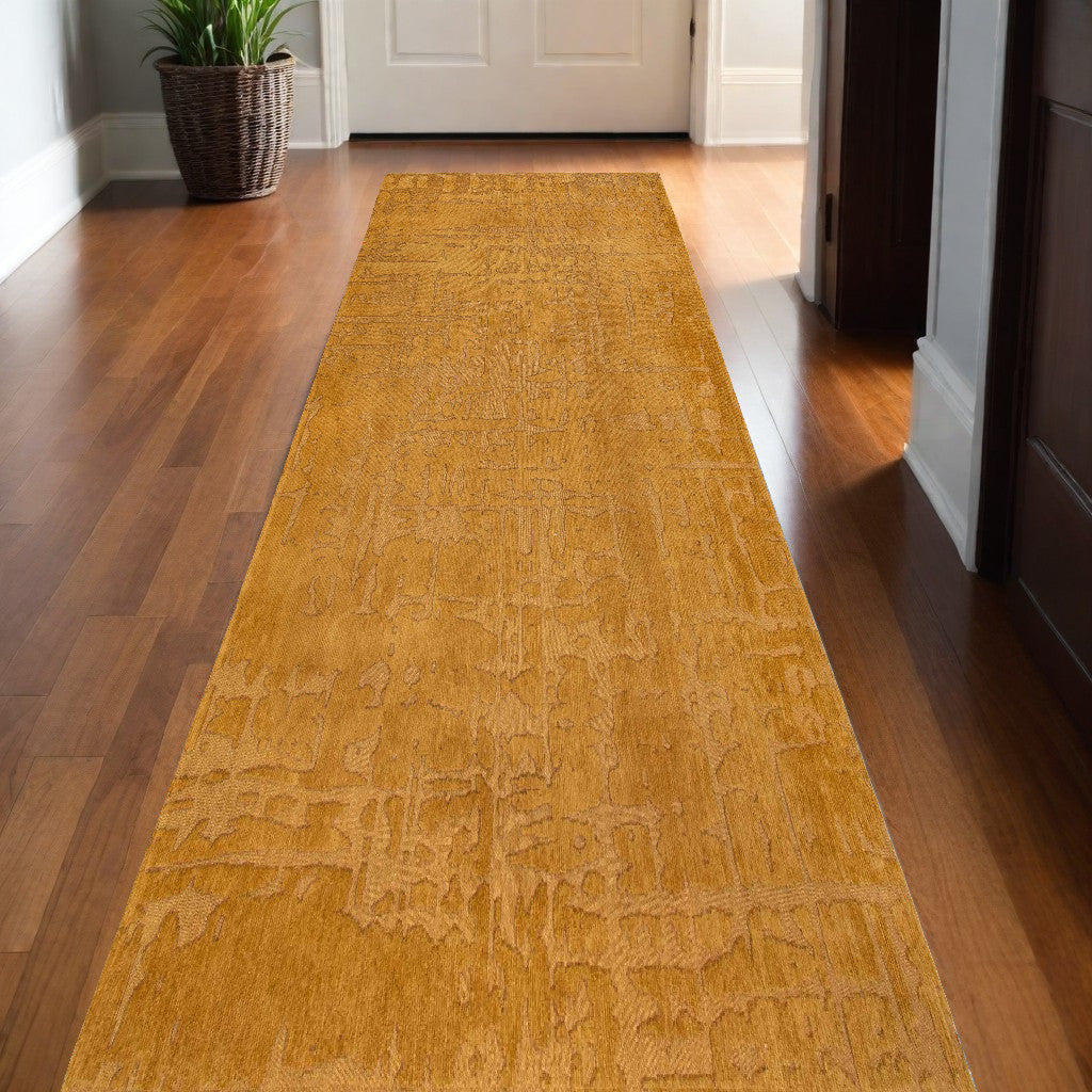 10' Yellow Abstract Runner Rug-0