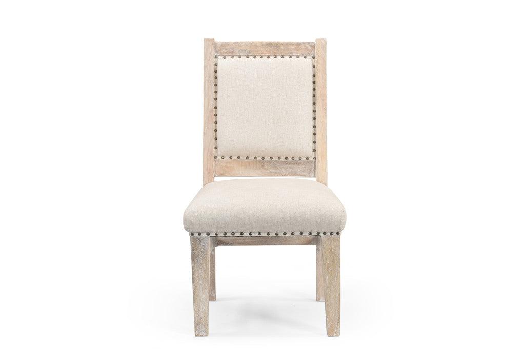 20" Beige And White Side Chair-Accent Chairs-DECOROLALA