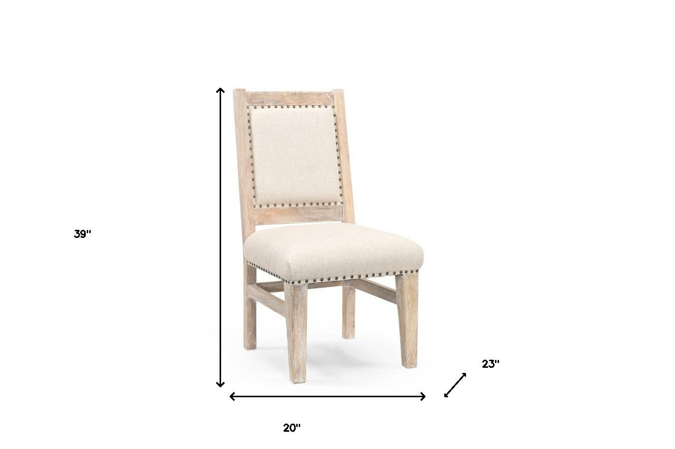 20" Beige And White Side Chair-Accent Chairs-DECOROLALA