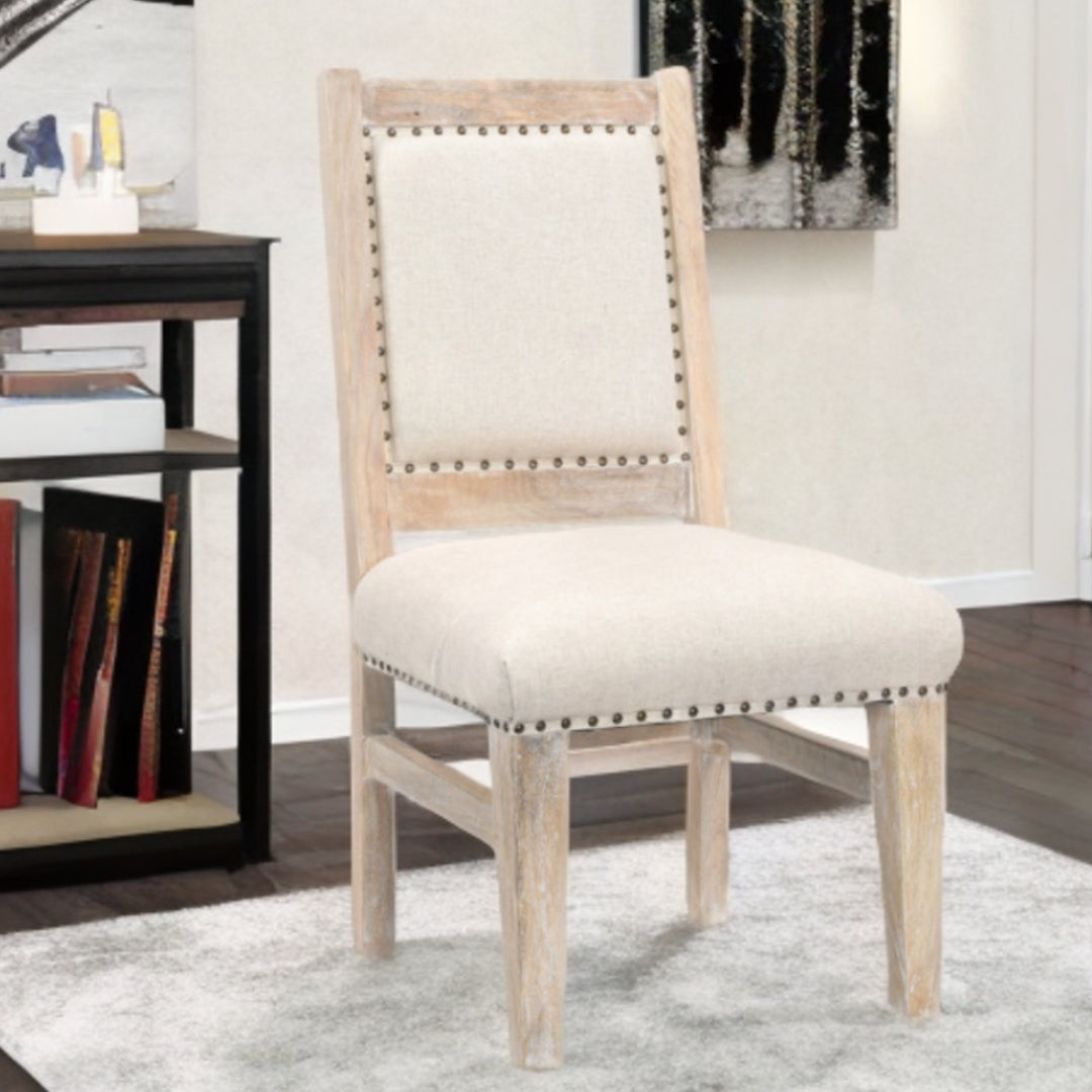20" Beige And White Side Chair-Accent Chairs-DECOROLALA