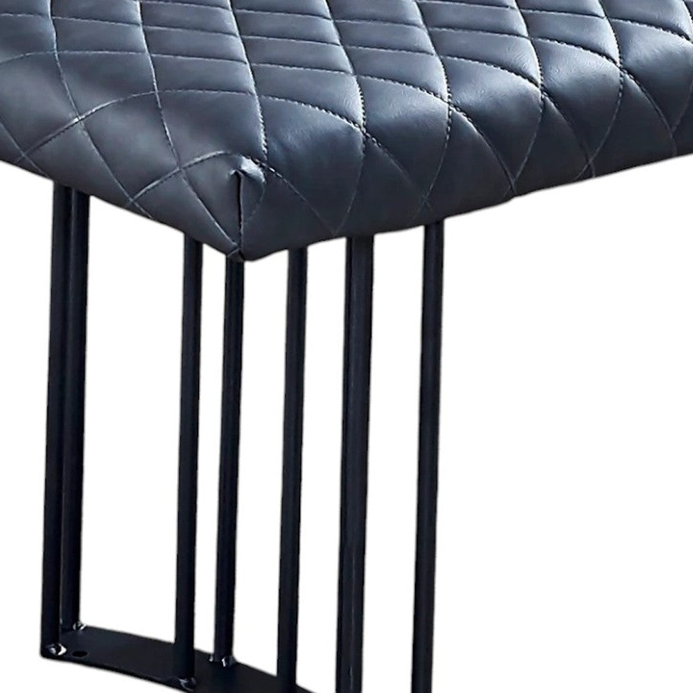 47" Dark Gray and Black Faux Leather Upholstered Dining Bench-2