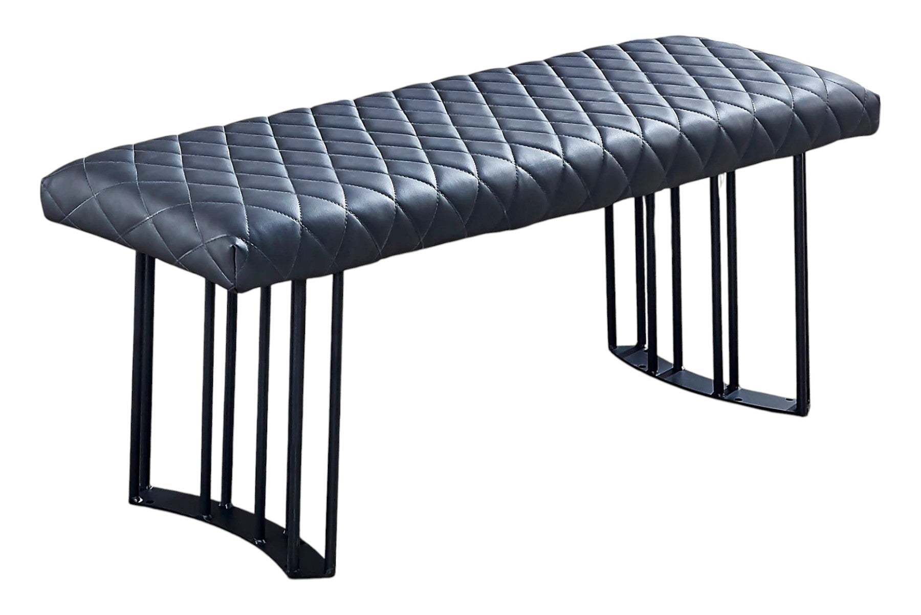 47" Dark Gray and Black Faux Leather Upholstered Dining Bench-1