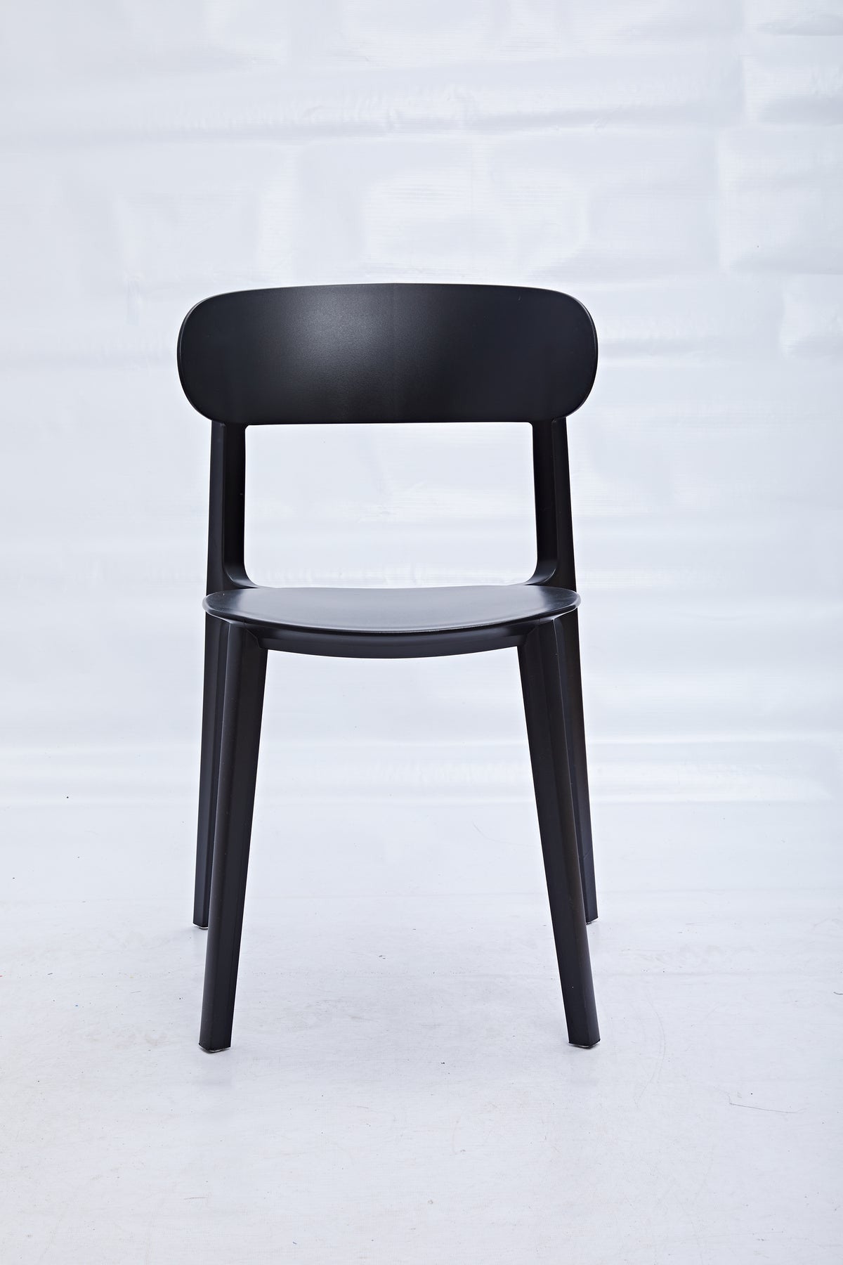 Set of Four Black Heavy Duty Plastic Dining Side Chairs-5