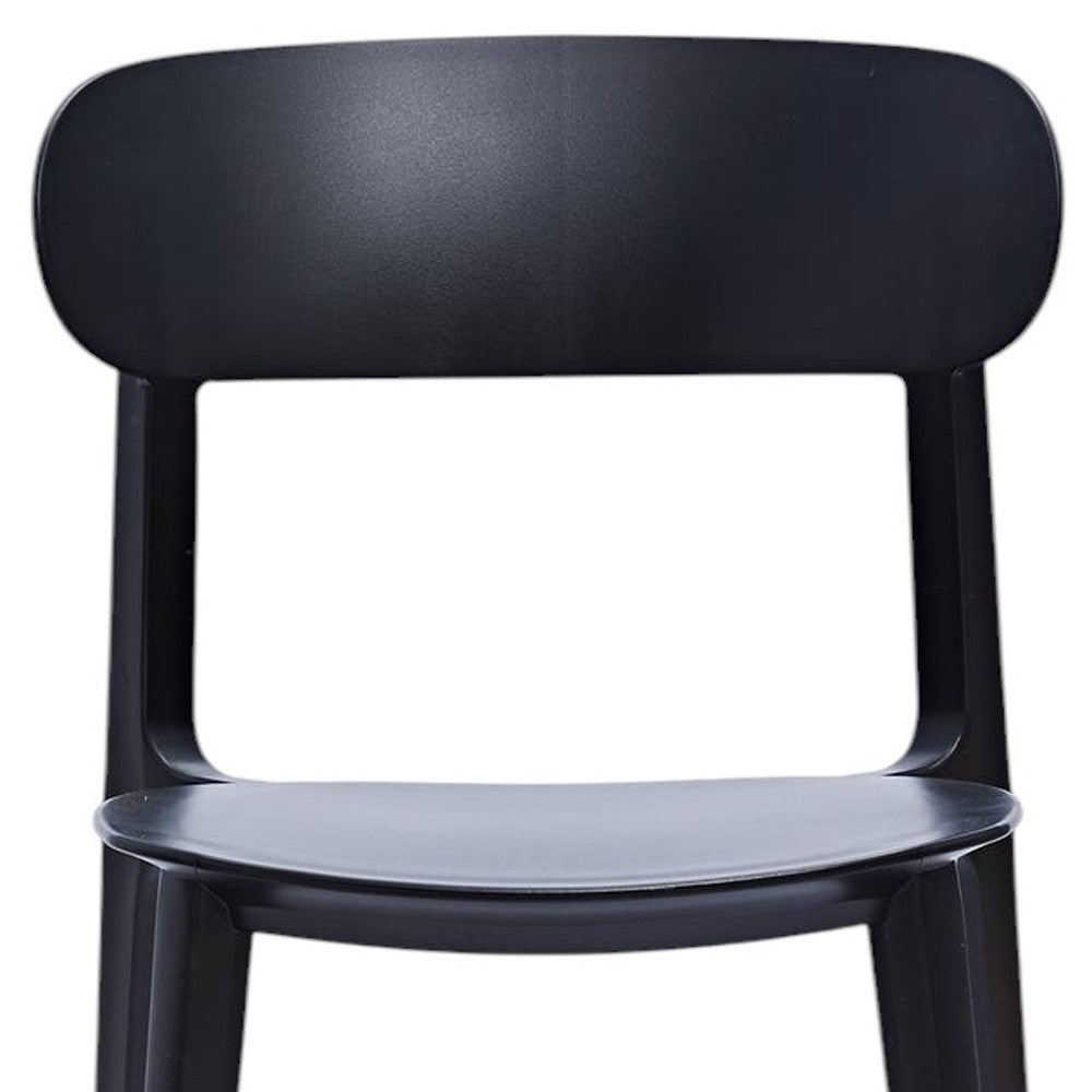 Set of Four Black Heavy Duty Plastic Dining Side Chairs-4