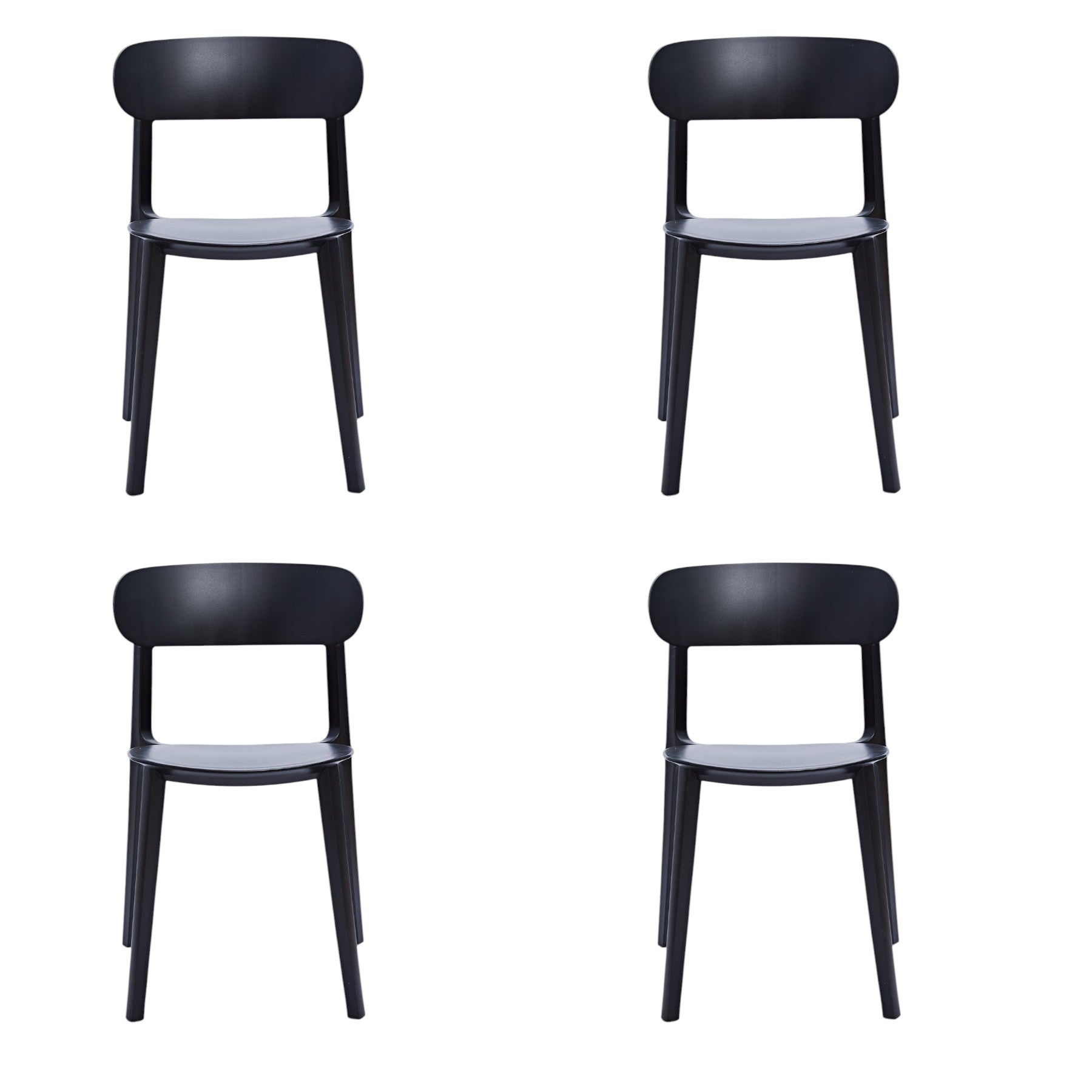 Set of Four Black Heavy Duty Plastic Dining Side Chairs-1