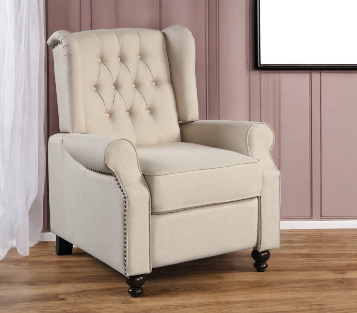 31" Beige Microfiber Manual Club Recliner-0