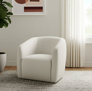 32" Beige Fabric Barrel Club Chair-0