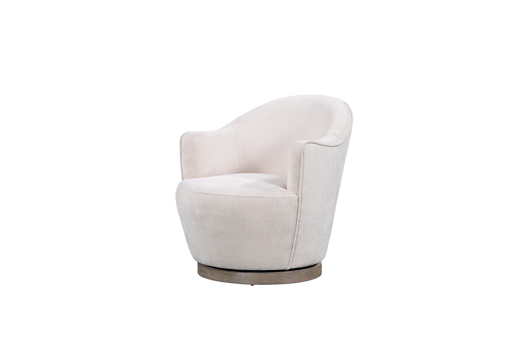 27" Off White Fabric Swivel Barrel Chair-1