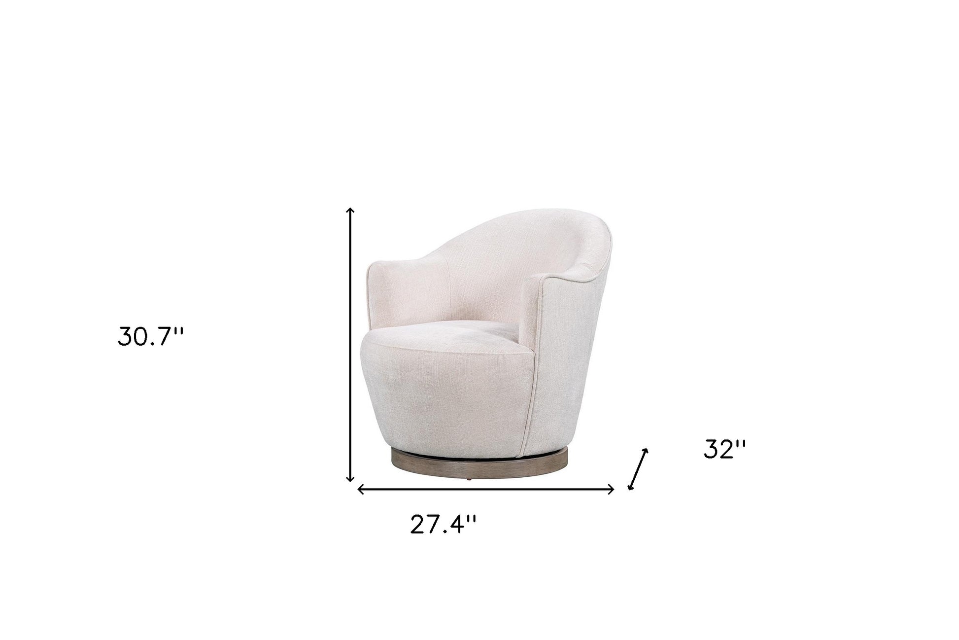 27" Off White Fabric Swivel Barrel Chair-5