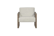 28" Beige and Ash Gray Fabric And Wood Arm Chair-0